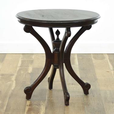 Victorian Eastlake Style Round End Table 