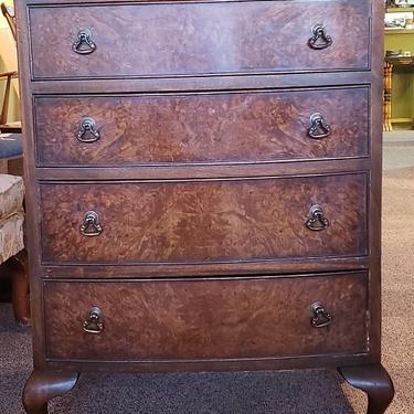 T36 Burl Walnut Bow Front Chest of Drawers c.1940s