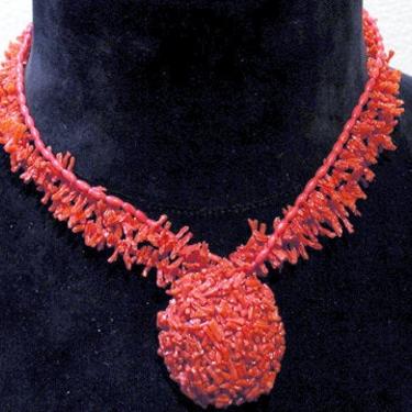 Cafe Society Collection:  Coral Red with Pendant Pin by CafeSocietyStore