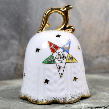 Vintage Masonic Bell - Ceramic Bell with Ceramic Clapper - Order of the Eastern Star Masonic Bell - Masonic Ceramic Bell 
