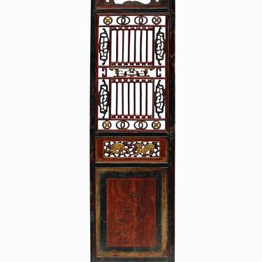 Chinese Gold Red Brown Graphic Carving Wood Decor Panel cs4047E 