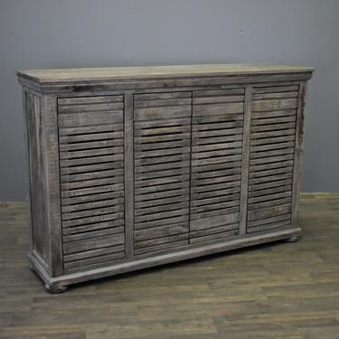 Rustic Style Solid Wood Sideboard / Console / Bookcase w/4 push doors - Gray 