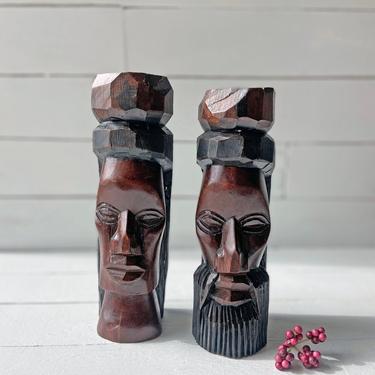 Vintage Jamaica Hand Carved Couple // Solid Wood Statues, Jamaica Souvenir // Perfect Gift 