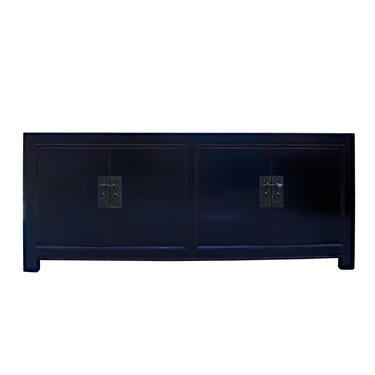 Chinese Oriental Semi Gloss Black TV Console Table Cabinet cs5908E 