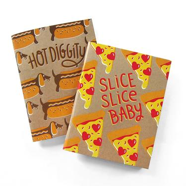 Hot Dog Doxie + Pizza Notebook Set