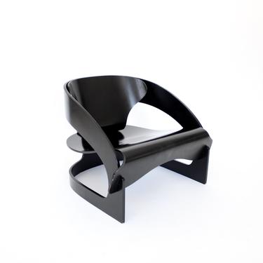 Joe Colombo Model 4801 Black Lacquered Plywood Chair Kartell 1965
