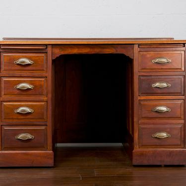 Vintage French Art Deco Style Oak Partner's Desk 