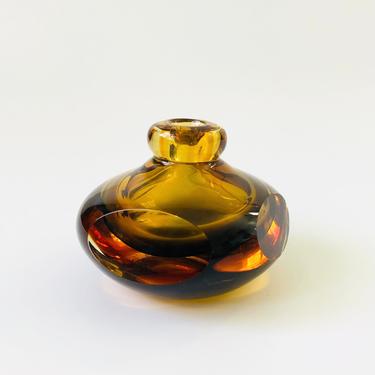Vintage Amber Art Glass Bud Vase 
