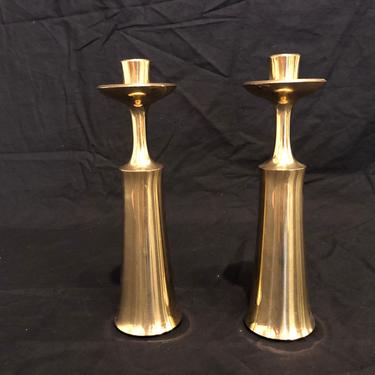 Jens Quistgaard for Dansk Brass Mid Century Candle Holders, a Pair 
