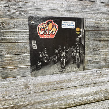 Crow Music Vinyl, Harley Davidsons on Album Sleeve, Evil Woman Song, 1960's Rock and Roll Music, Garage Blues Rock Record, Vintage Vinyl 