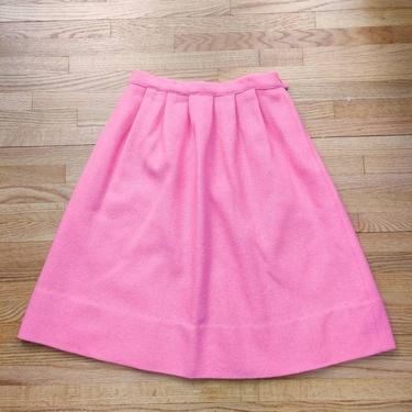 Vintage 60s Hot Pink Wool Skirt// A-Line Circle Skirt 