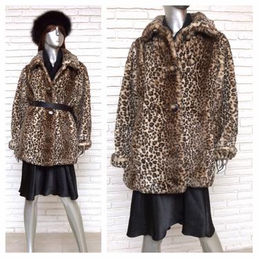 Vintage 90's Leopard Print Faux Fur Jacket   Liz Claiborne Winter Vegan Fur Jacket 