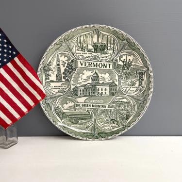 Vermont souvenir state plate - 1950s vintage decorative transferware wall plate 