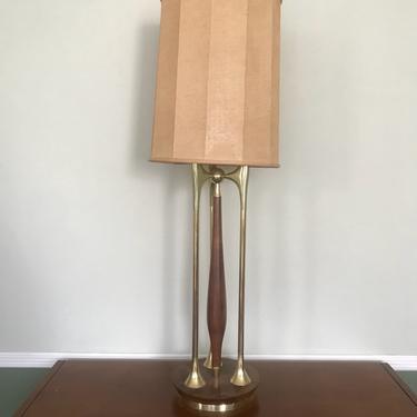 Laurel Lamp Company Teak and Brass Lamp 