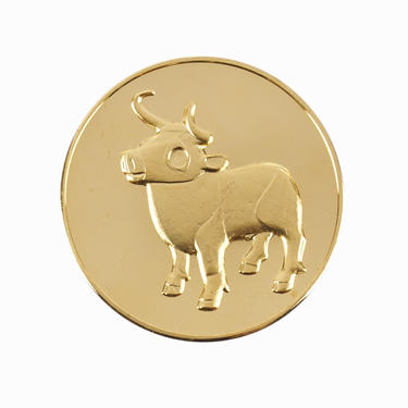 24k Gold Plated Bronze Medal Coin Gold Neolithic Bull 