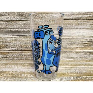 1960s Vintage Zoo Animal Sour Cream Glass Jar, Hazel Atlas, Monkey Lion Giraffe Hippopotamus, Vintage Kitchen Glasses 