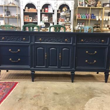 Rosemary- Long Navy Dresser With Carved Detail 