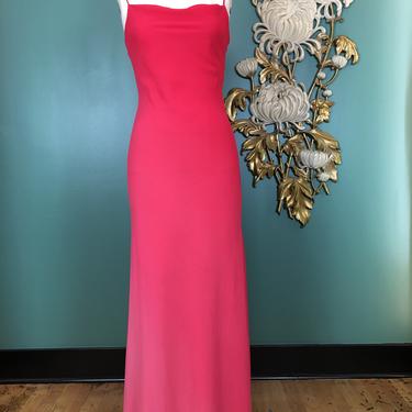 vintage formal, 1990s maxi dress, ombre pink, full length gown, betsy and Adam, size small, early 2000 dress, 90s evening gown, friends 