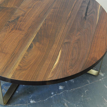 36&amp;quot; Solid Walnut Table w/Brass Base - Dylan Design Co. 