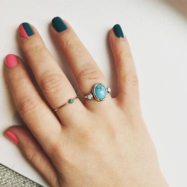 Arizona Turquoise and Opal Ring Handmade in Sterling Silver and 14k Goldfilled 
