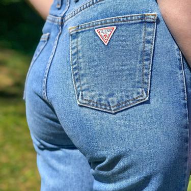 Vintage Guess High Waisted Denim Jeans / Light Wash / Size 27 / 90s 