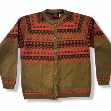 Vintage 1950s/1960s Women's KANDEL 100% Wool Cardigan ~ Size S to M ~ Fair Isle Sweater ~ 