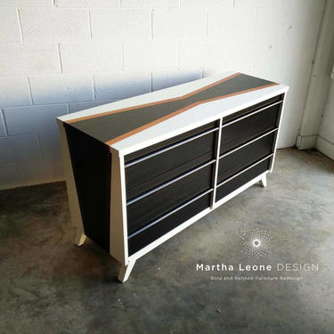 SAMPLE Mid Century Dresser in White and Black Stain