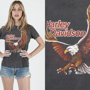Vintage 80s Harley Davidson Motorcycle Dealer T Shirt Large Screaming Biker Eagle Bikers Only T Shirt Texas 2 Double Sided Cotton Tee 