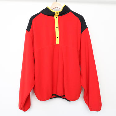vintage COLOR block RED & yellow MARLBORO men's fleece jacket coat -- size xl 