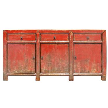 Distressed Rustic Orange Red Sideboard Console Table Cabinet cs5143S