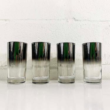 Vintage Silver Ombre Glasses Dorothy Thorpe Fade Highball Rocks 1950s Mad Men Retro Barware Cocktail Mid-Century Modern Set of Four 4 