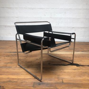 Wassily Style Chair with Chrome & Black Leather