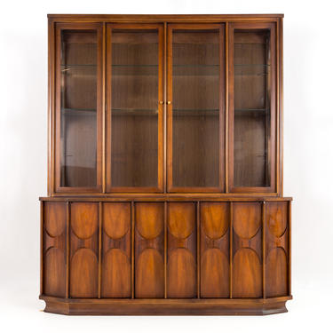 Kent Coffey Perspecta Mid Century Walnut and Rosewood China Cabinet Sideboard Buffet and Hutch - mcm 