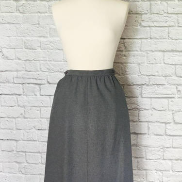 Vintage 70s Pencil Skirt // Grey Skirt with Pockets 