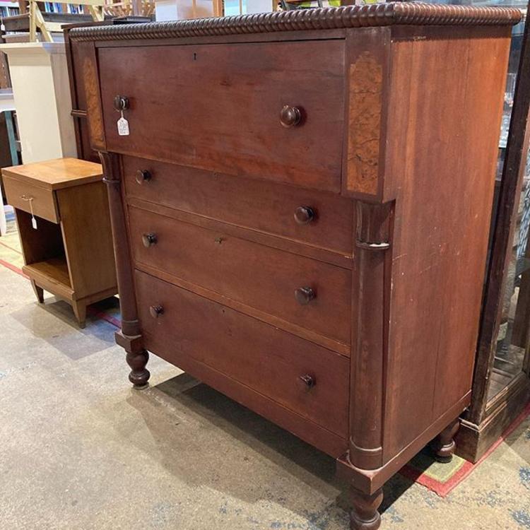 Empire style chest of drawers. 44.5” x 20” x 48.5” 