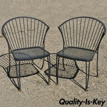 Pair Vtg Mid Century Modern Woodard Pinecrest Wrought Iron Patio Garden Chairs