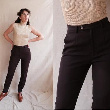 Vintage 90s Dolce &amp; Gabbana Eggplant Trousers/ 1990s High Waisted Straight Leg Pants/ Size 26 