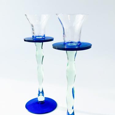 Colored Glass Candlestick Holders