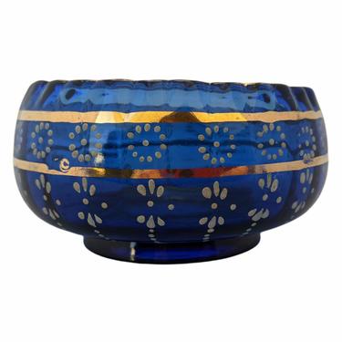 Late 20th Century Petite Embellished Blue Decorative Glass Bowl