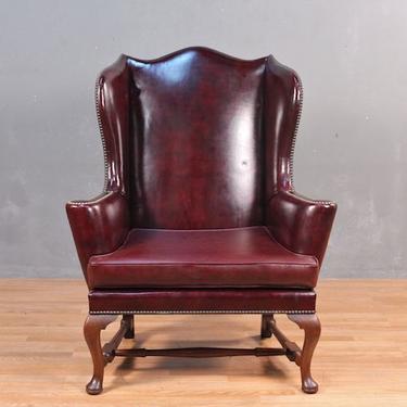 Kittinger Mid Century Leather Wingback Armchair