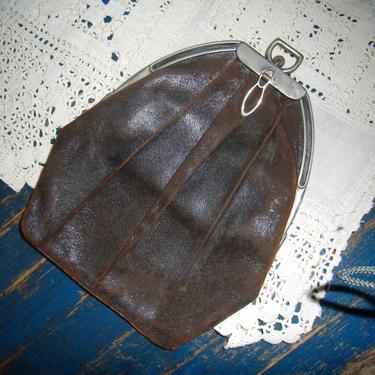 Antique Leather Arts and Crafts Clutch Purse 