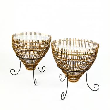 Pair of 1960s Fish Basket Tables