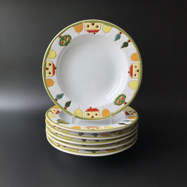 Set of 6 C.S. Rocco Italian Ceramic Tuscany-themed Hand-painted Pasta Bowls 