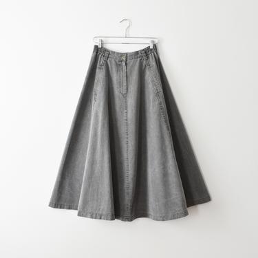 vintage full denim skirt, long circle skirt, size M / L 