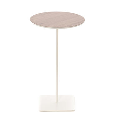 contemporary tiny table w walnut top