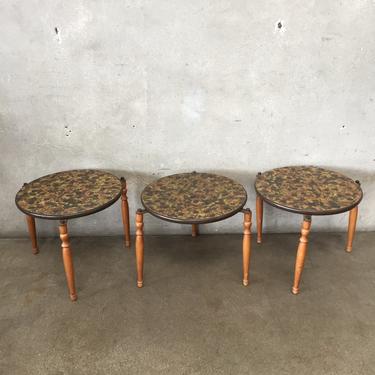 Mid Century Floral Design Nesting Tables