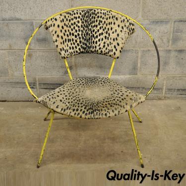 Vintage Wrought Iron Italian Mid Century Modern Hoop Lounge Chair