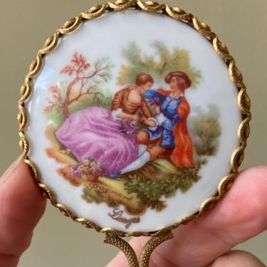 Limoges Fragonard Small Hand Held Mirror 