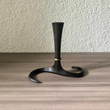 Vintage Danish modern Dansk Jens Quistgaard iron Candleholder, midcentury modern brass metal black candle holder 