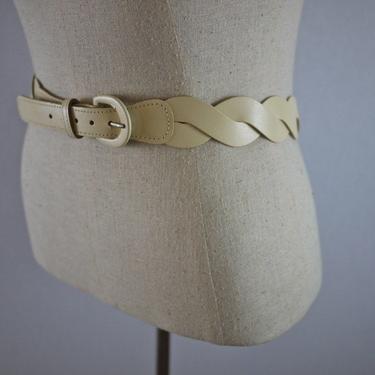Cream White Braided Belt 